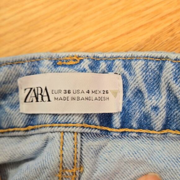 Zara women's High Rise Cut-Off Jeans shorts size 4 - Picture 3 of 5
